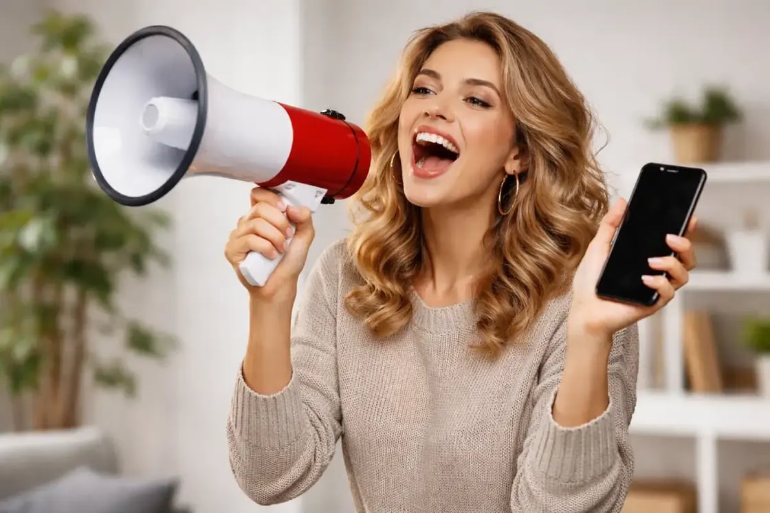femme-tenant-son-smartphone-utilise-megaphone